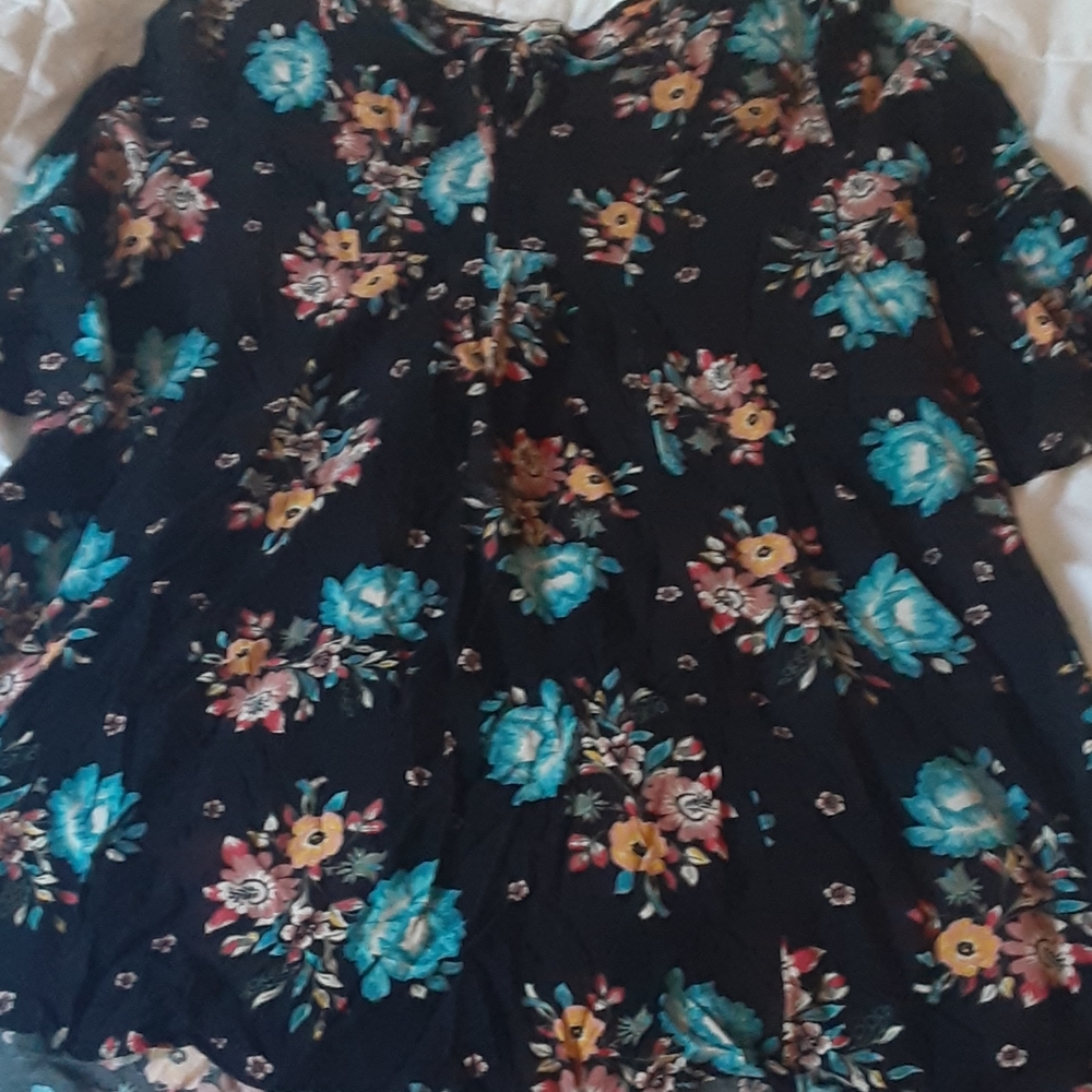 Black floral baby doll dress